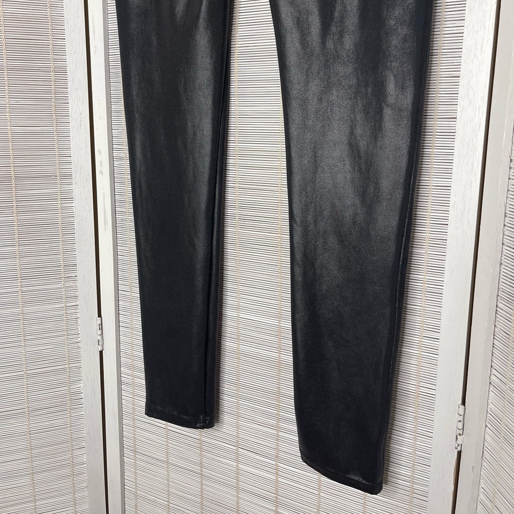 Spanx Faux Leather Leggings Black High Rise Nylon Elastane Size L - Picture 4 of 10